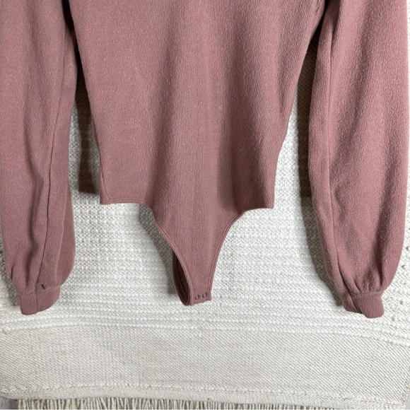 ABERCROMBIE tan Soft A&F Cozy long sleeve thong bodysuit S NEW - Picture 3 of 6